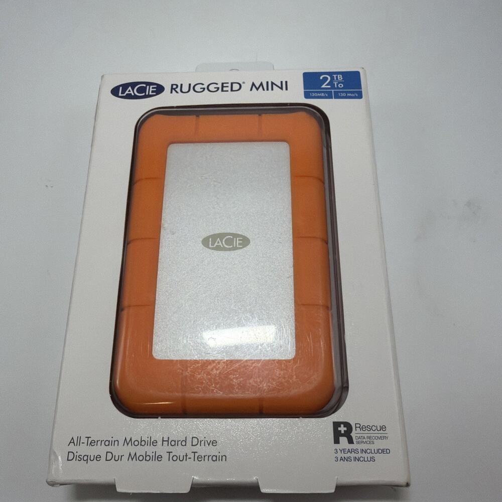 LaCie LAC9000298 Rugged Mini 2TB External Hard Drive - Orange
